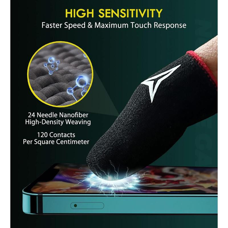 15 PCS Gaming Finger Sleeves, Ultra-Thin, Anti-Sweat & High Sensitivity for Mobile Touchscreen Gaming