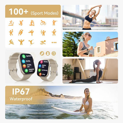2025 Fashion Touch Screen Smart Watch for Men Women, Smartwatch with Call Function, Messages Reminder, Multifunctional Fitness Watch with 100+ Sports Modes, Activity Tracker, DIY Watch Dials, Waterproof Watch for Android Iphone