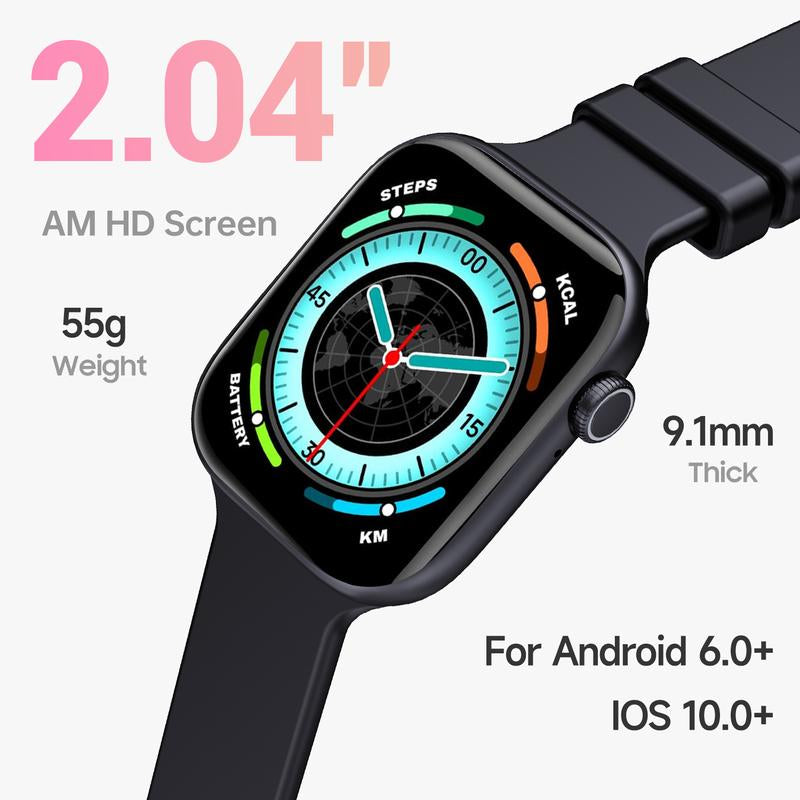 2025 Fashion Touch Screen Smart Watch for Men Women, Smartwatch with Call Function, Messages Reminder, Multifunctional Fitness Watch with 100+ Sports Modes, Activity Tracker, DIY Watch Dials, Waterproof Watch for Android Iphone