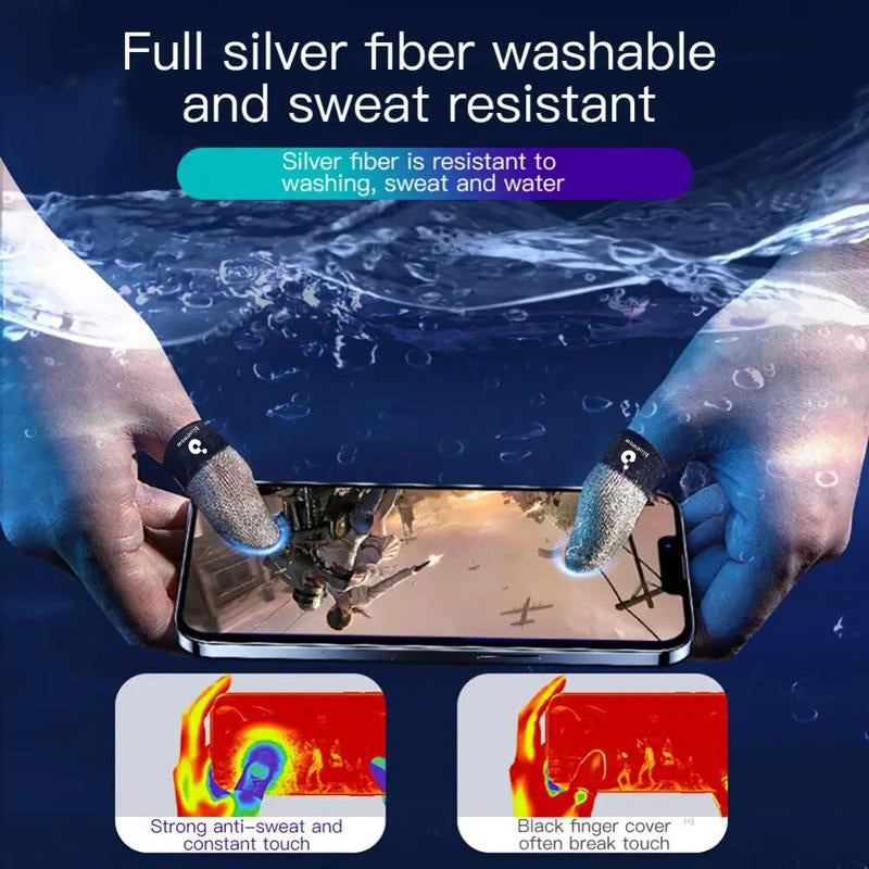 Bluewow Mobile Gaming Finger Sleeves Ultimate Precision Comfort Anti-Sweat Breathable Thumbs Cover Superconductive Silverfiber Esports Controller Thumbsticks for Game Console Accessories