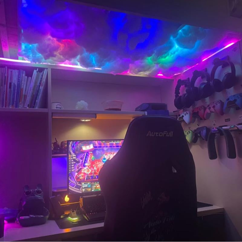 3D Thundercloud LED Light Cotton Lightning Cloud Colorful Atmosphere Night Light, DIY Creative Cloud Lights Gaming Room Garage Club Bar Dj Party Light