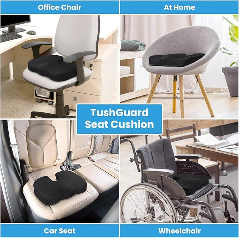 Ergonomic Memory Foam Seat Cushion – Non-Slip Chair Pad for Office, Car & Wheelchair – Sciatica, Back & Tailbone Pain Relief