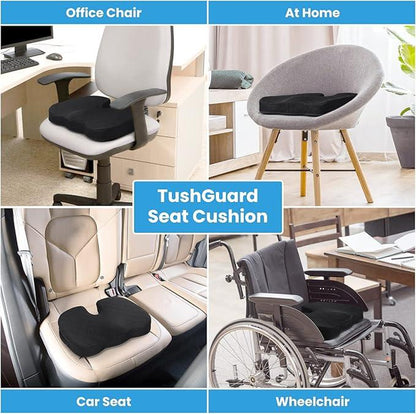 Ergonomic Memory Foam Seat Cushion – Non-Slip Chair Pad for Office, Car & Wheelchair – Sciatica, Back & Tailbone Pain Relief
