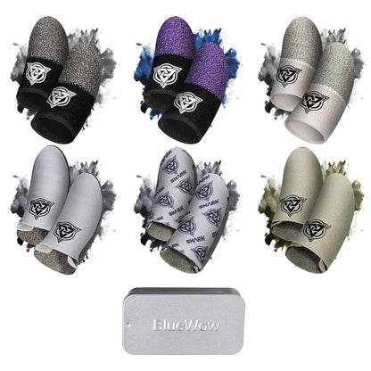 Bluewow Mobile Gaming Finger Sleeves Ultimate Precision Comfort Anti-Sweat Breathable Thumbs Cover Superconductive Silverfiber Esports Controller Thumbsticks for Game Console Accessories