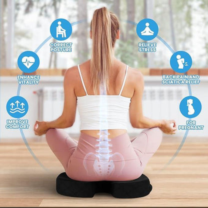 Ergonomic Memory Foam Seat Cushion – Non-Slip Chair Pad for Office, Car & Wheelchair – Sciatica, Back & Tailbone Pain Relief