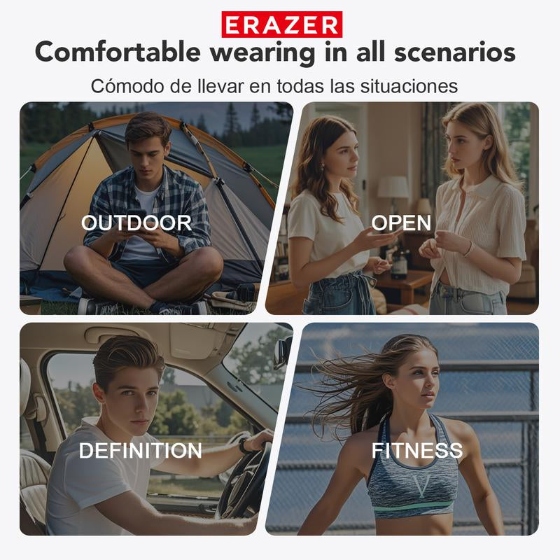 Open Bluetooth Headset HIFI Sound Quality Music Wireless Headset Gaming Low Latency Wireless Headset IPX5 Waterproof OWS Headset Comfortable to Wear Headset Touch Built-In Microphone Headset Supports Ios and Android