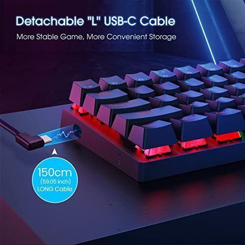 Portable 60% Mechanical Gaming Keyboard,60 Percent Wired Gamer Keyboard With