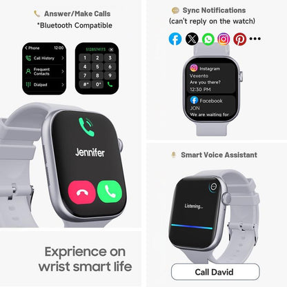 2025 Fashion Touch Screen Smart Watch for Men Women, Smartwatch with Call Function, Messages Reminder, Multifunctional Fitness Watch with 100+ Sports Modes, Activity Tracker, DIY Watch Dials, Waterproof Watch for Android Iphone